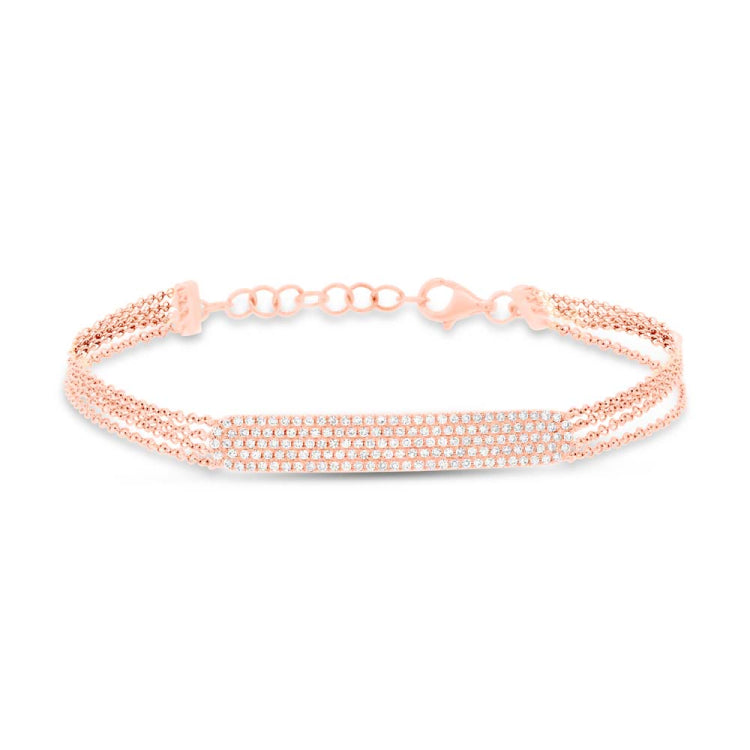 0.39ct 14k Rose Gold Diamond Pave Bar Bracelet