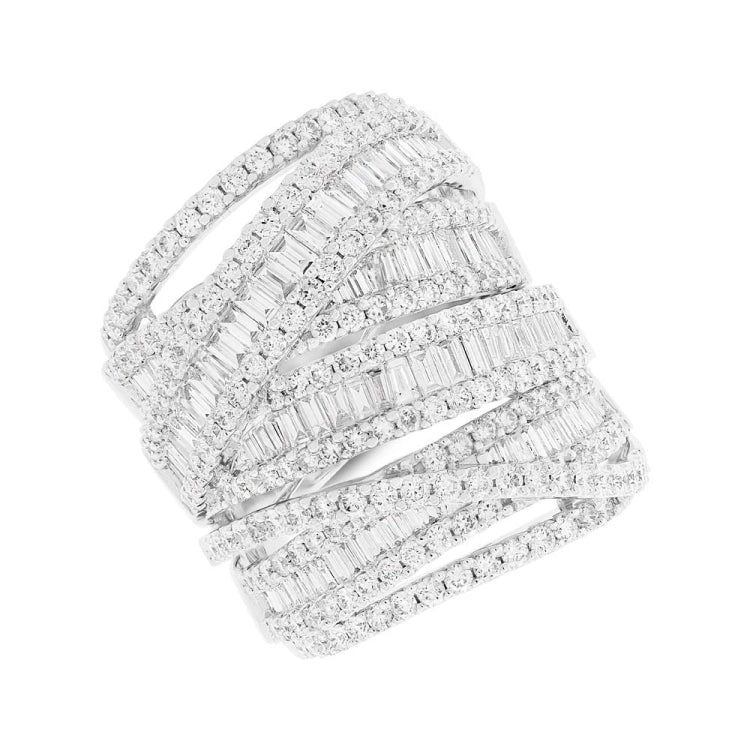 4.24ct 18k White Gold Diamond Bridge Ring Size 7.75