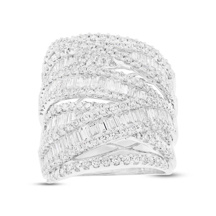 4.24ct 18k White Gold Diamond Bridge Ring Size 7.75