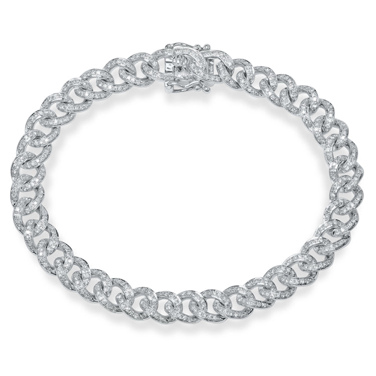 1.05ct 14k White Gold Diamond Pave Chain Bracelet