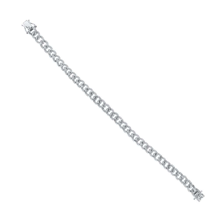 1.05ct 14k White Gold Diamond Pave Chain Bracelet