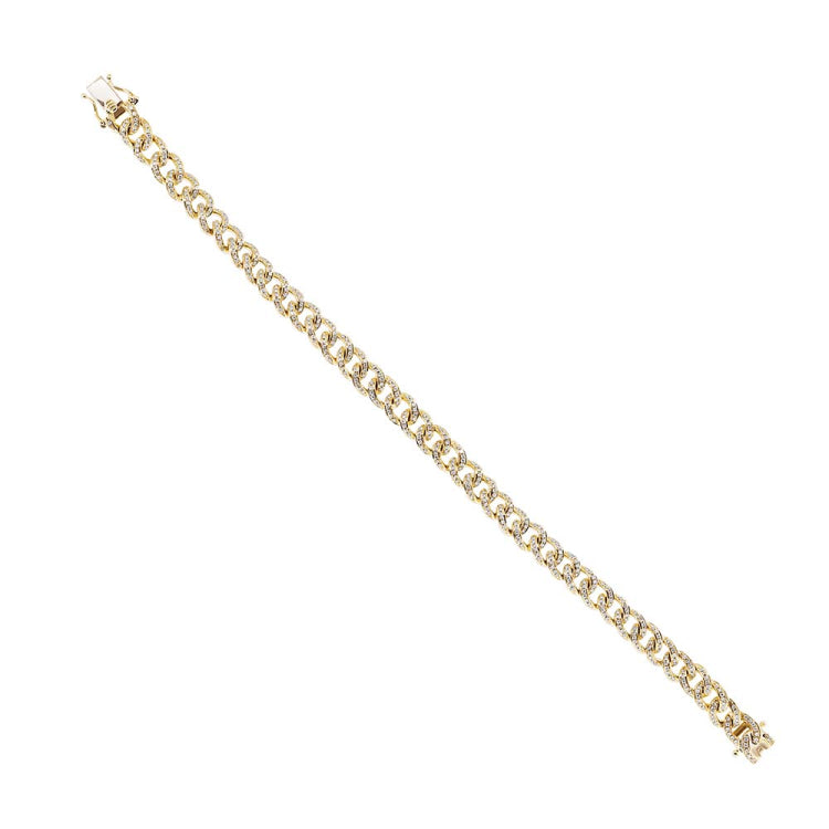 1.05ct 14k Yellow Gold Diamond Pave Chain Bracelet