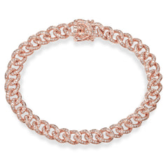 1.05ct 14k Rose Gold Diamond Pave Chain Bracelet