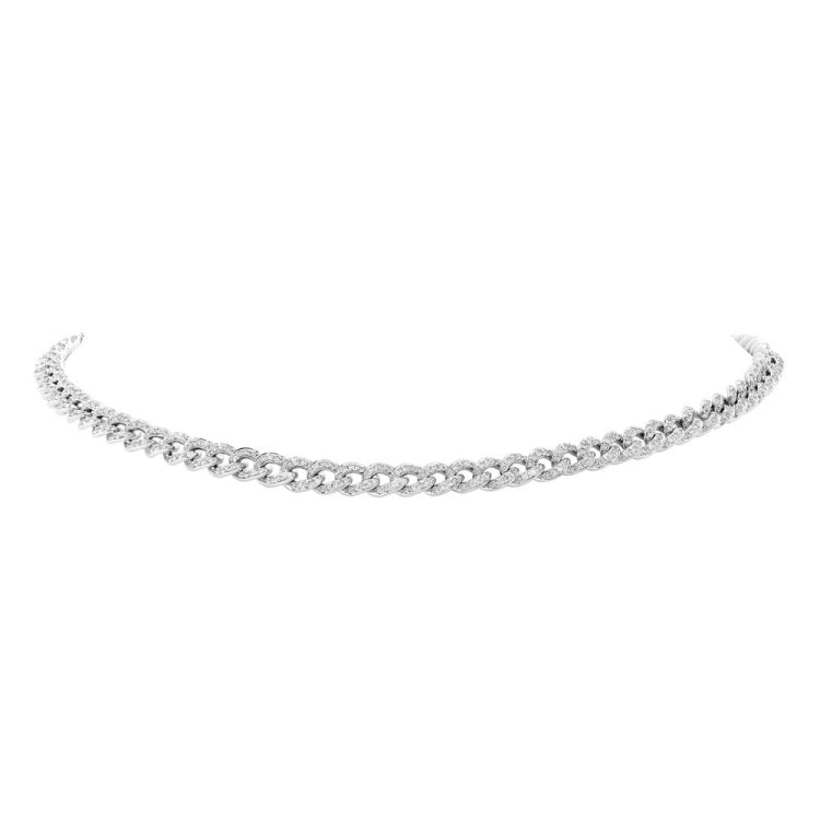 4.90ct 14k White Gold Diamond Chain Choker Necklace