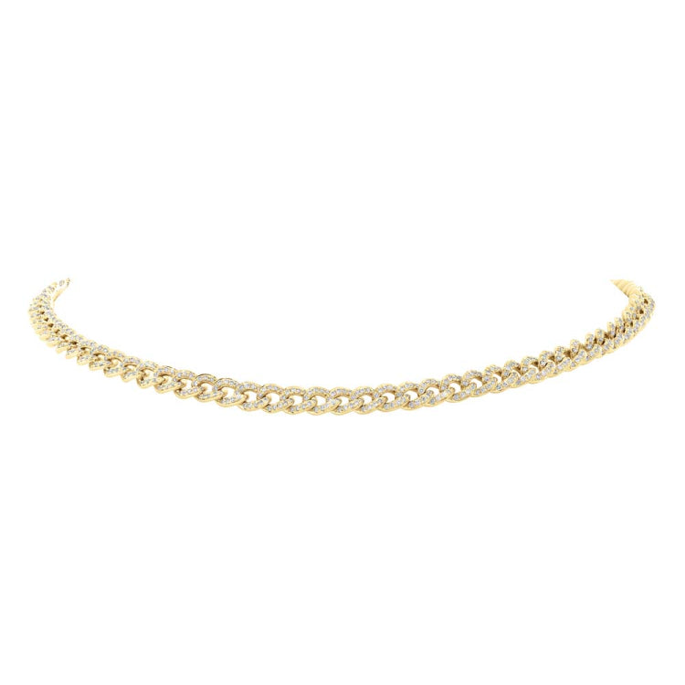 4.90ct 14k Yellow Gold Diamond Chain Choker Necklace