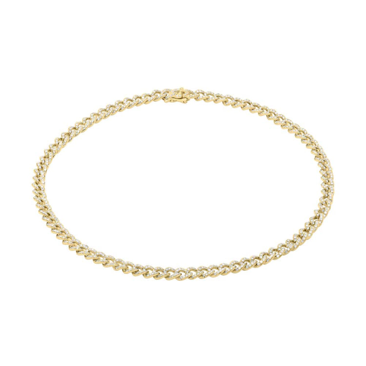 4.90ct 14k Yellow Gold Diamond Chain Choker Necklace