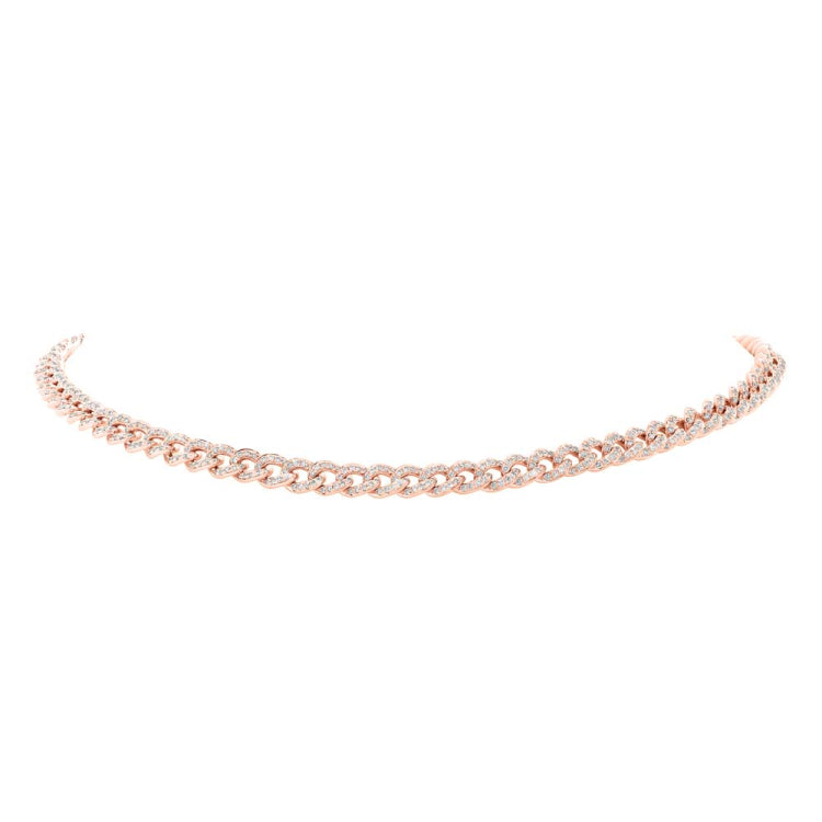 4.90ct 14k Rose Gold Diamond Chain Choker Necklace