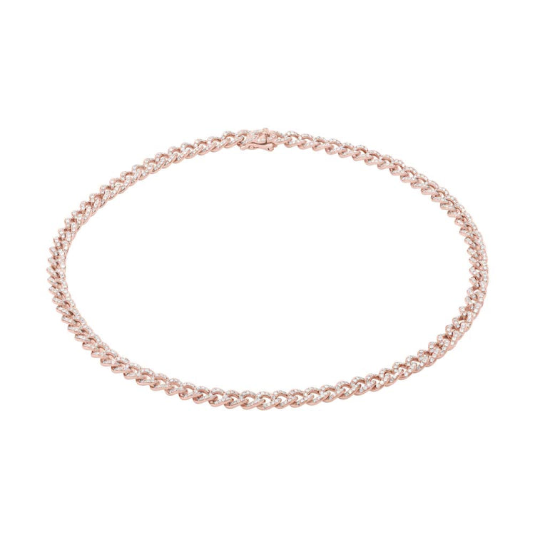 4.90ct 14k Rose Gold Diamond Chain Choker Necklace