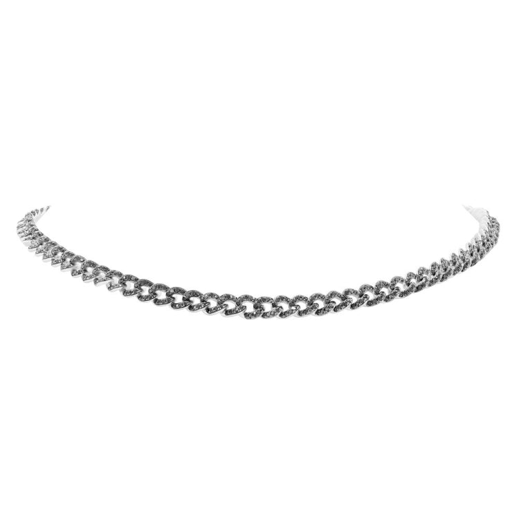 4.80ct 14k White Gold Black Diamond Chain Choker Necklace