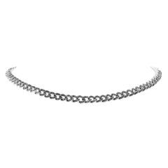 4.80ct 14k White Gold Black Diamond Chain Choker Necklace