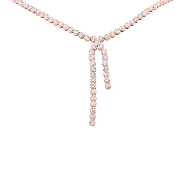 4.67ct 14k Rose Gold Diamond Lariat Necklace