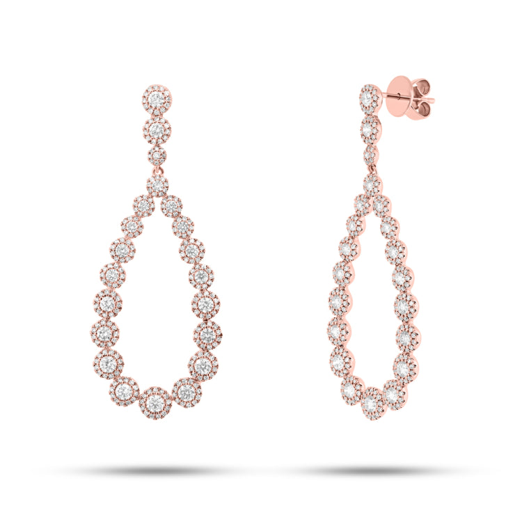 3.01ct 14k Rose Gold Diamond Earring