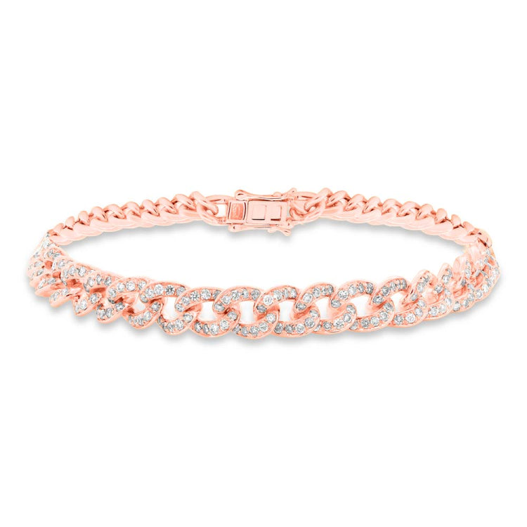 2.20ct 14k Rose Gold Diamond Chain Bracelet