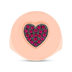 0.16ct 14k Rose Gold Ruby Heart Lady's Ring Size 3.5