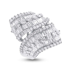 4.61ct 18k White Gold Diamond Lady's Baguette Ring Size 4