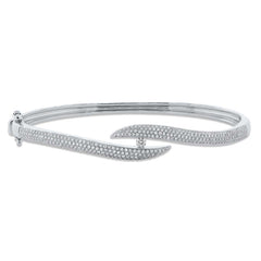 0.85ct 14k White Gold Diamond Pave Bangle