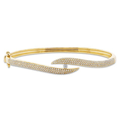 0.85ct 14k Yellow Gold Diamond Pave Bangle