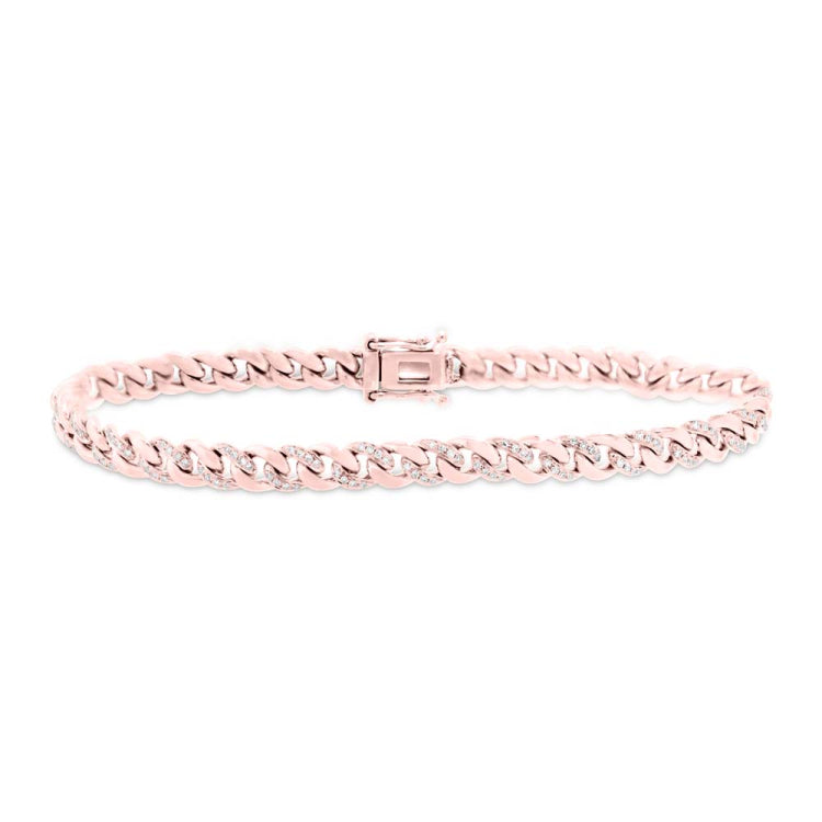 0.48ct 14k Rose Gold Diamond Pave Chain Bracelet
