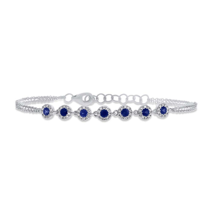 0.21ct Diamond & 0.53ct Blue Sapphire 14k White Gold Diamond Bracelet