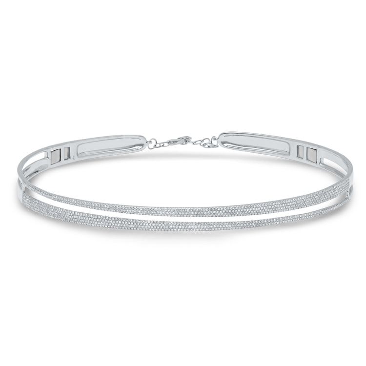 1.91ct 14k White Gold Diamond Pave Choker Necklace