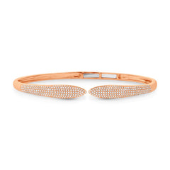 1.08ct 14k Rose Gold Diamond Pave Claw Bangle