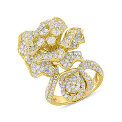 4.72ct 14k Yellow Gold Diamond Flower Lady's Ring