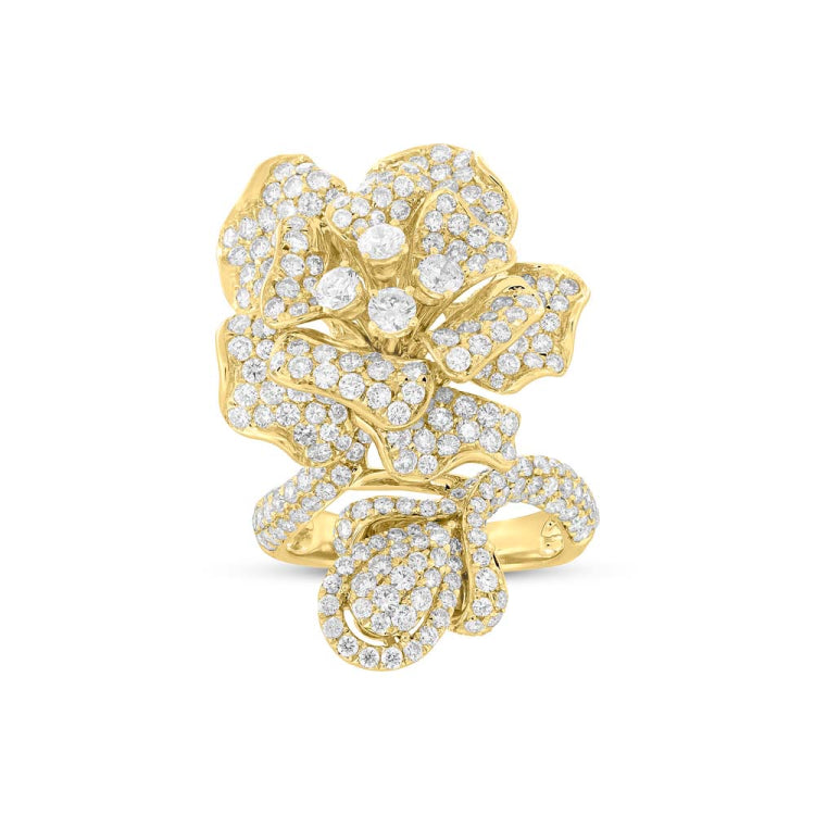 4.72ct 14k Yellow Gold Diamond Flower Lady's Ring