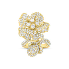 4.72ct 14k Yellow Gold Diamond Flower Lady's Ring