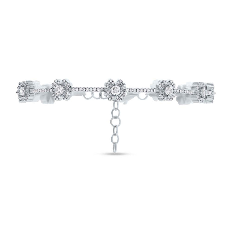 1.29ct 14k White Gold Diamond Clover Bracelet