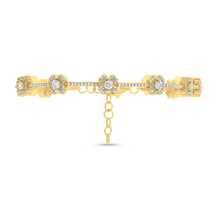 1.29ct 14k Yellow Gold Diamond Clover Bracelet