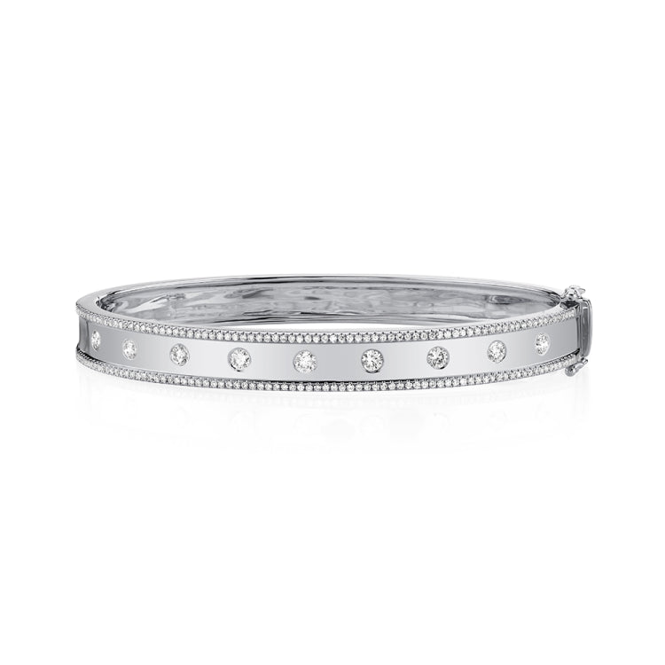 0.97ct 14k White Gold Diamond Bangle