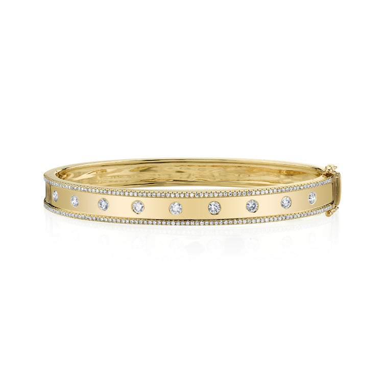0.97ct 14k Yellow Gold Diamond Bangle
