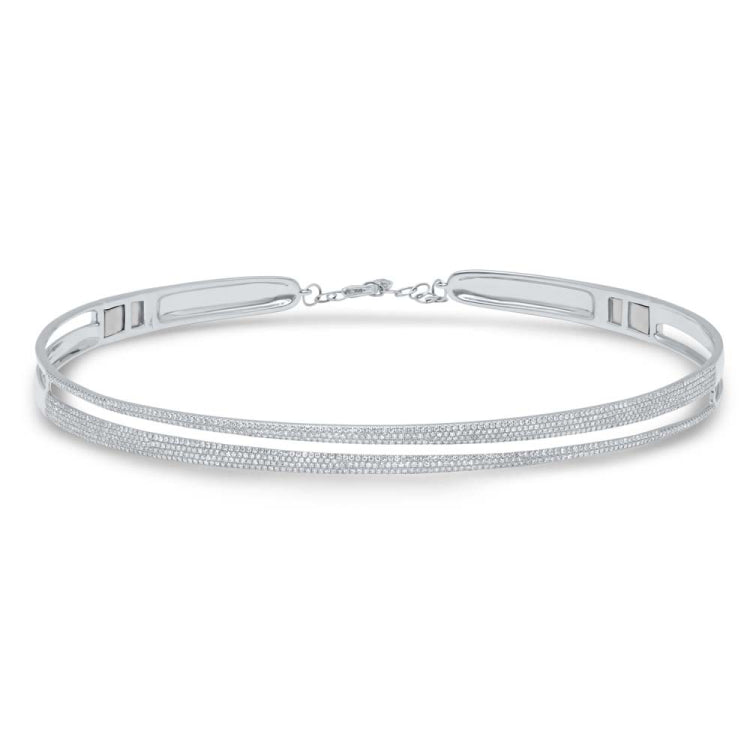 1.91ct 14k White Gold Diamond Pave Choker Necklace