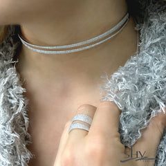 1.91ct 14k White Gold Diamond Pave Choker Necklace