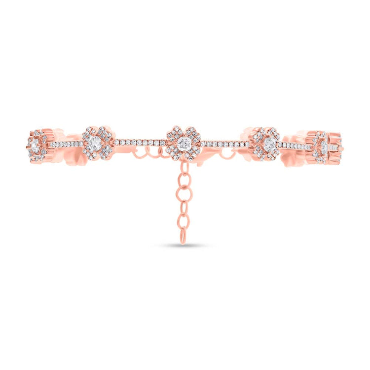 1.29ct 14k Rose Gold Diamond Clover Bracelet