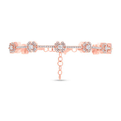 1.29ct 14k Rose Gold Diamond Clover Bracelet