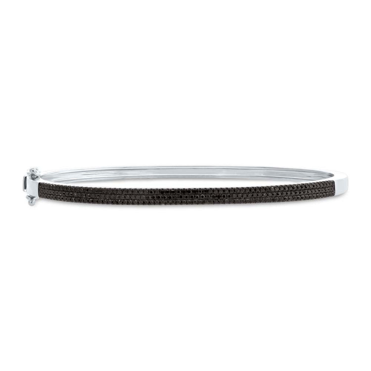 0.58ct 14k White Gold Black Diamond Pave Bangle