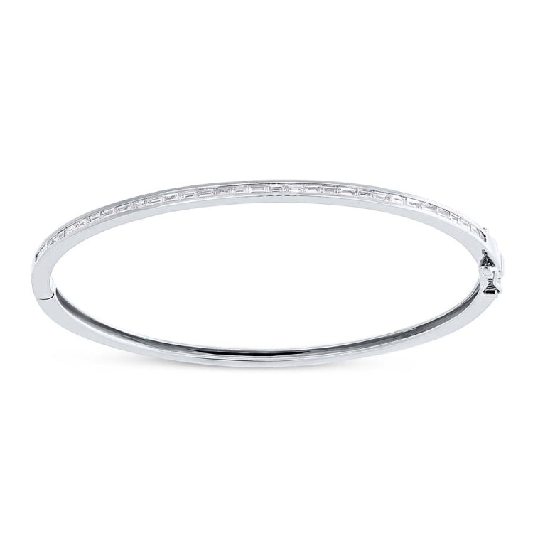 0.60ct 14k White Gold Diamond Baguette Bangle