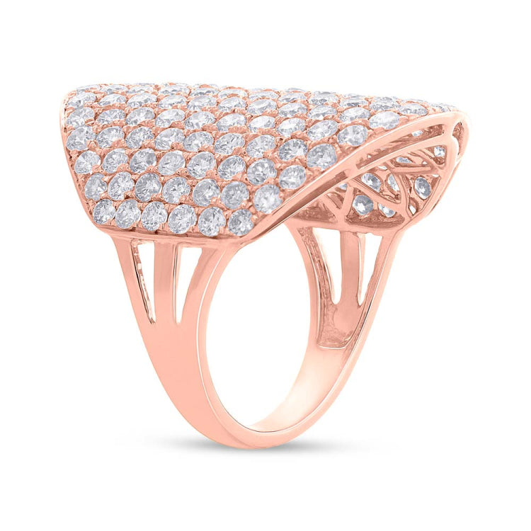4.09ct 14k Rose Gold Diamond Pave Lady's Ring