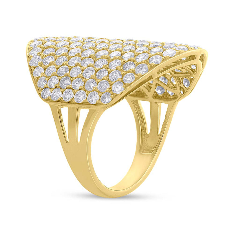 4.09ct 14k Yellow Gold Diamond Pave Lady's Ring Size 6.5