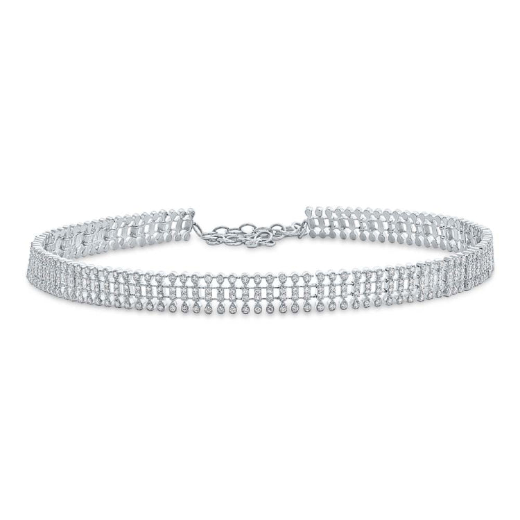 3.18ct 14k White Gold Diamond Choker Necklace