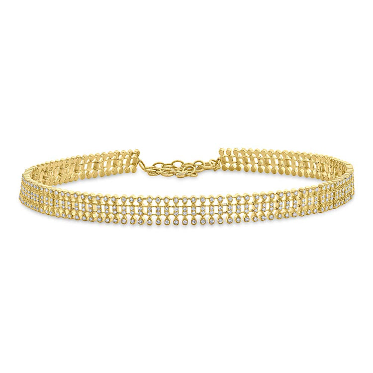 3.18ct 14k Yellow Gold Diamond Choker Necklace