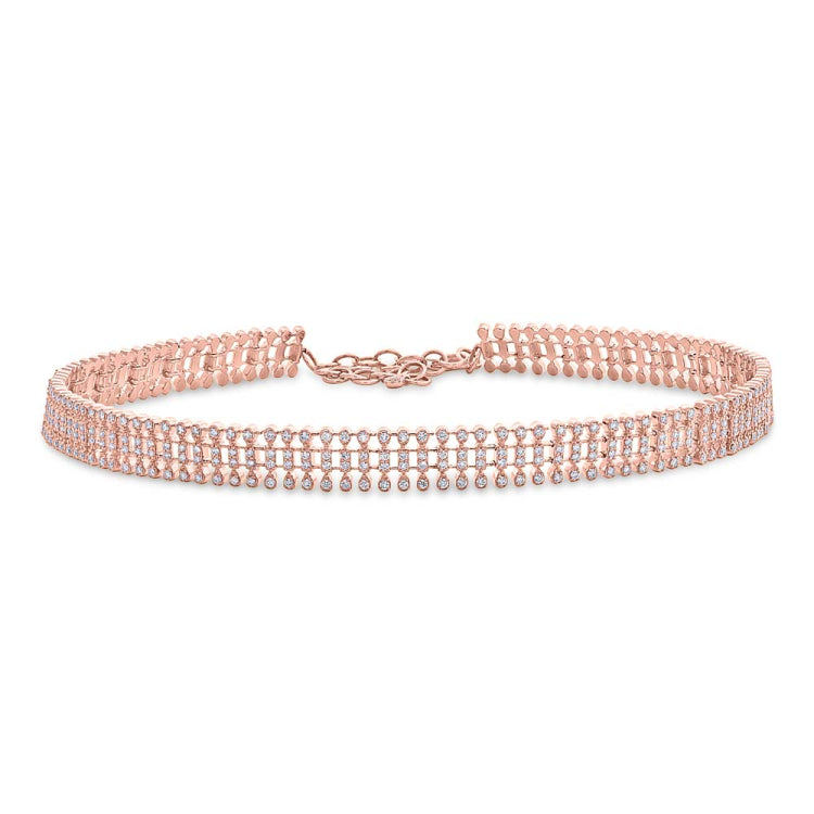 3.18ct 14k Rose Gold Diamond Choker Necklace
