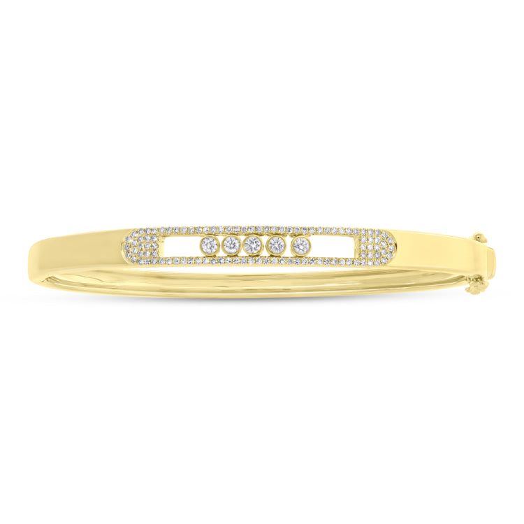 0.48ct 14k Yellow Gold Diamond Slider Bangle