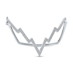 0.88ct 14k White Gold Diamond Pave Lightning Bangle