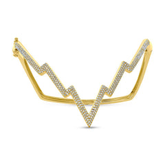 0.88ct 14k Yellow Gold Diamond Pave Lightning Bangle