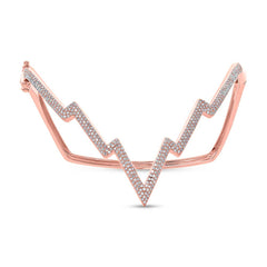 0.88ct 14k Rose Gold Diamond Pave Lightning Bangle