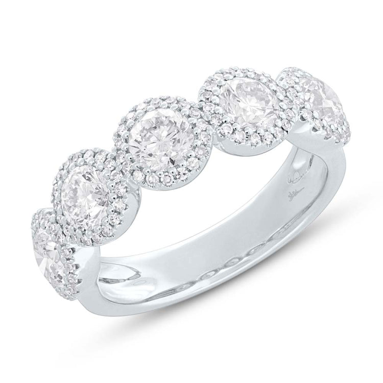 2.00ct Round Brilliant Center and 0.28ct Side 14k White Gold Diamond Lady's Band