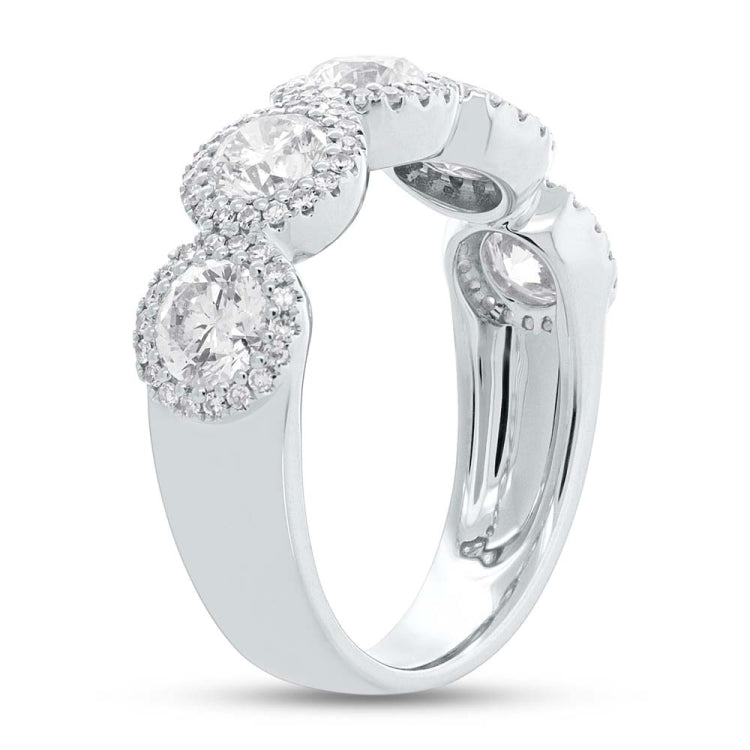 2.00ct Round Brilliant Center and 0.28ct Side 14k White Gold Diamond Lady's Band