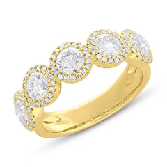 2.00ct Round Brilliant Center and 0.28ct Side 14k Yellow Gold Diamond Lady's Band